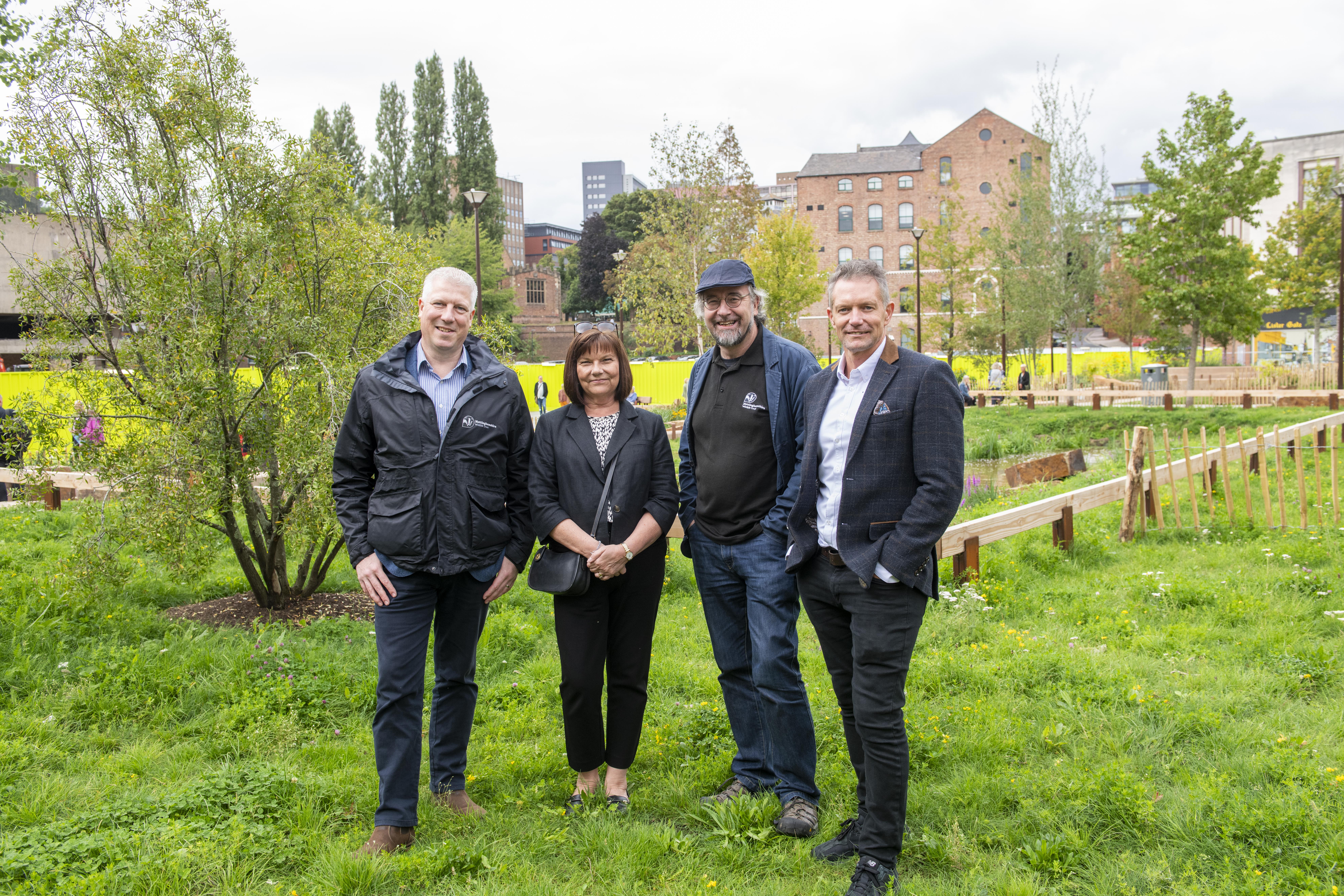 CEO Paul Wilkinson Left With Sally Harrsions Of EMEC, Erin Mcdaid And Trustee Alex Flint Right At The Opening Of Green Heart Cpt Nottm City Council