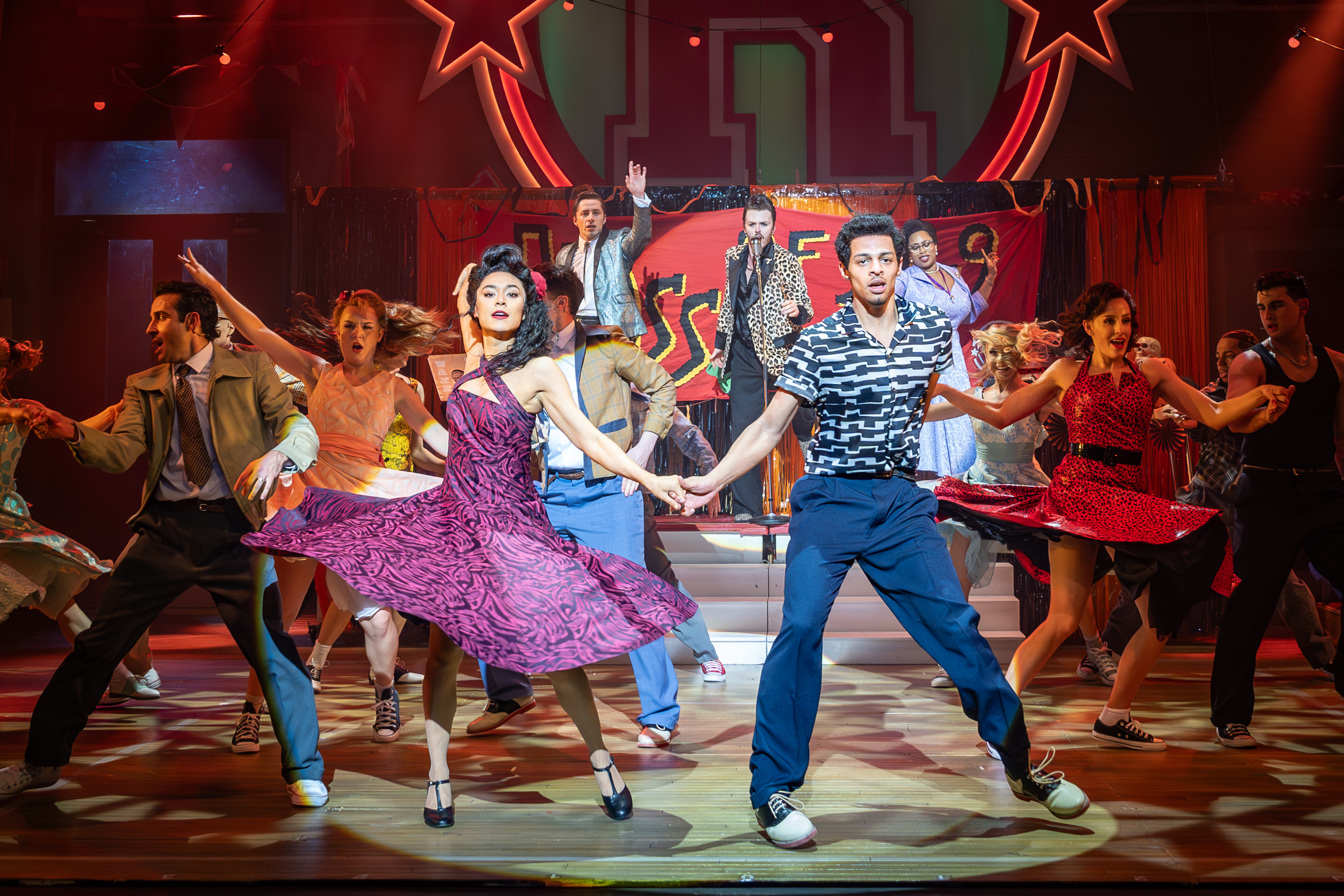 Deena Kapadia & Marley Fenton In GREASE UK & Ireland Tour. Credit Marc Brenner